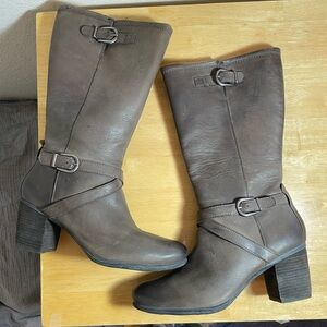 Joseph Seibel Calf Height Silver Buckles Taupe Leather Boots Size 9/40